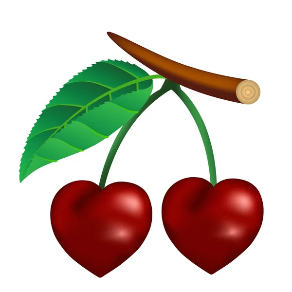 Kirsebær i form af hjerte – Stock-vektor
