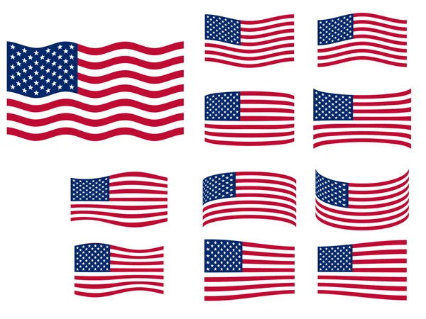 Usa zászlók beállítva Jogdíjmentes Stock Vektorok