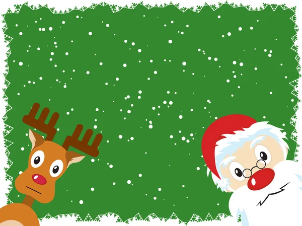 Papai Noel e Rudolph Cartão de Natal —  Vetores de Stock