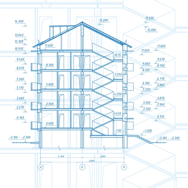 Construire fond. Plan de la maison 2 — Image vectorielle