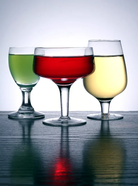 Drie gekleurde glas — Stockfoto