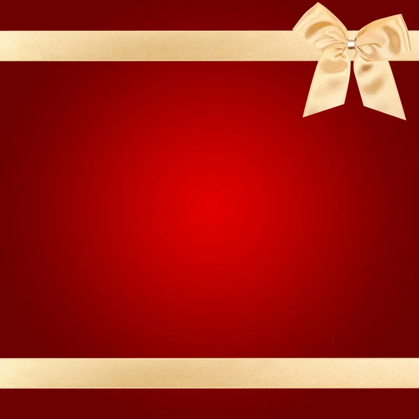 Arco de Navidad de oro en tarjeta roja — Foto de Stock