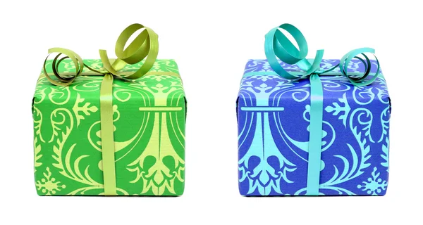 Yeşil ve mavi hediyeler — Stok fotoğraf