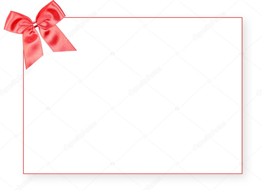 Blank red gift tag with a bow