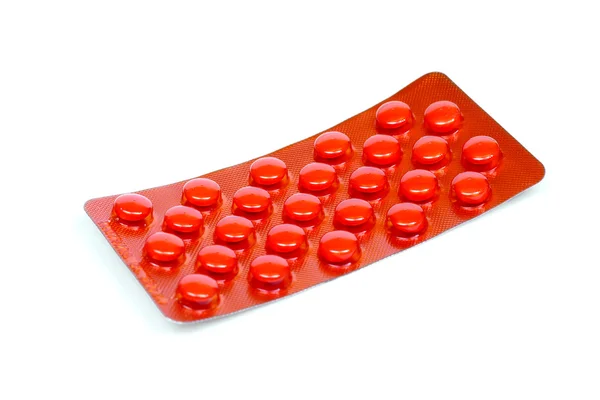 Pillole rosse in un blister — Foto Stock