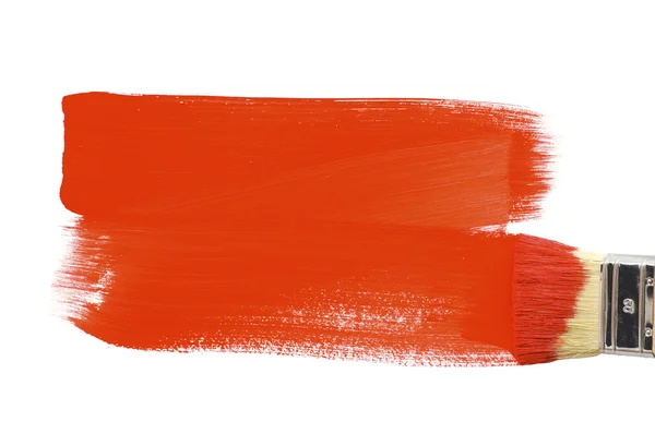 Målning med röd borste — Stockfoto