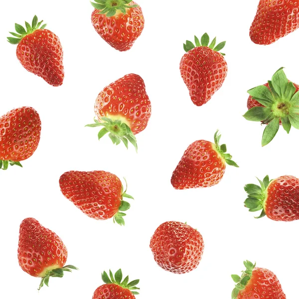 Fallande jordgubbar — Stockfoto