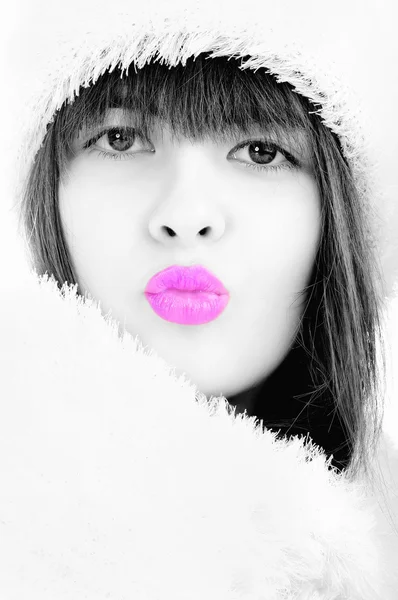 Bellezza ragazza baci — Foto Stock