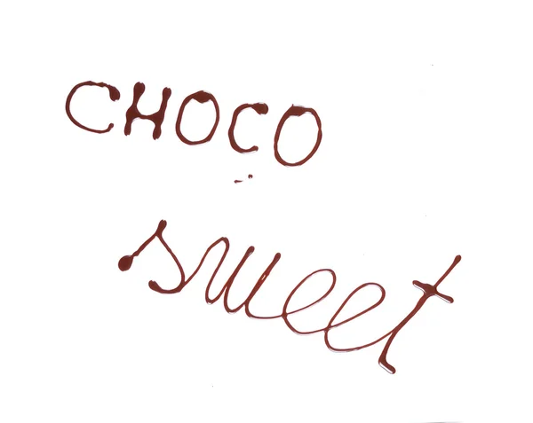 Sweet, written by chocolate — Stock Photo, Image