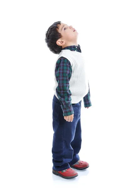 Pozitivní dítě s pěkné oblečení, — Stock fotografie