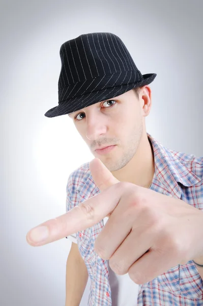 Trendy handsome young man with hat, iso — Stock Photo, Image