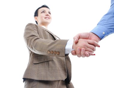 Young businessperson shaking hand isolated clipart