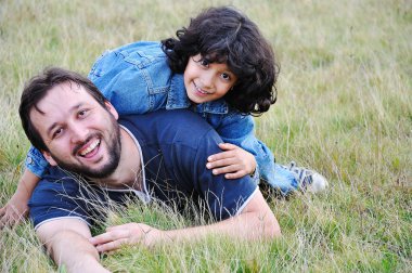 Young father and little cute girl, happi clipart