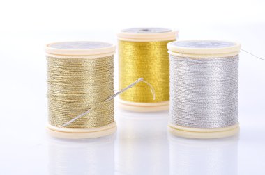 Thread, silk, gold, silver clipart