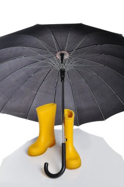 Preparing for winter and fall, umbrella and boot clipart