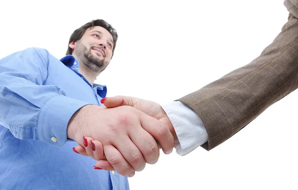 Jovem empresário apertando a mão isolado — Fotografia de Stock