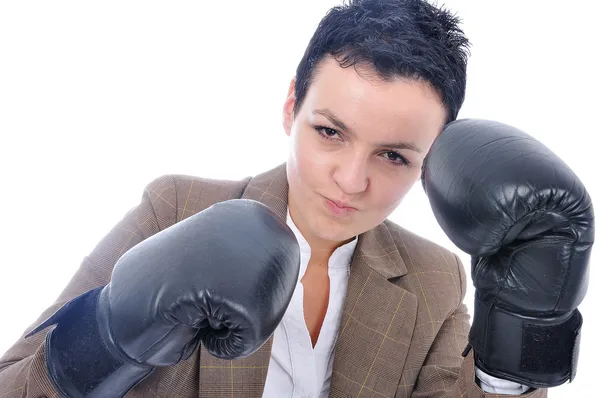 Attractive sexy woman with boxing gloves — Stock Photo, Image