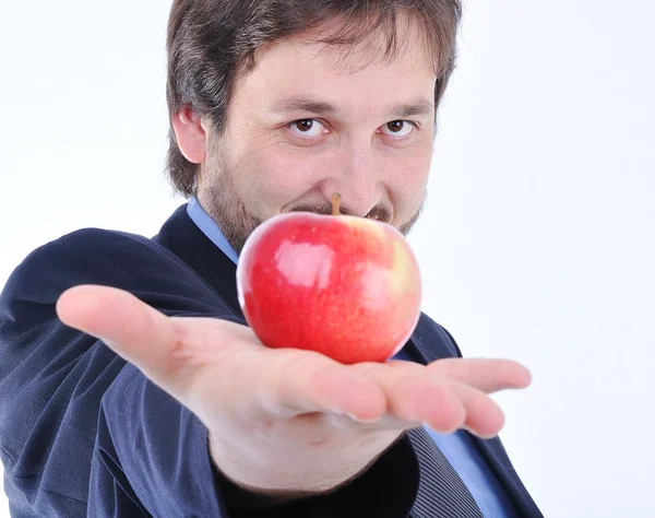 Jovem e uma maçã — Fotografia de Stock