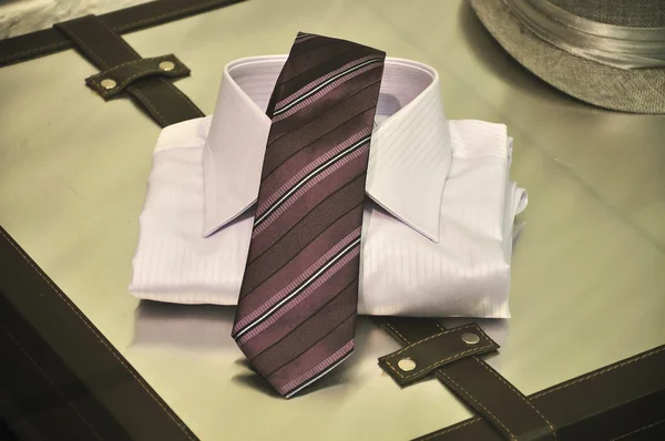 Mode skjorta och slips på metall bröst — Stockfoto