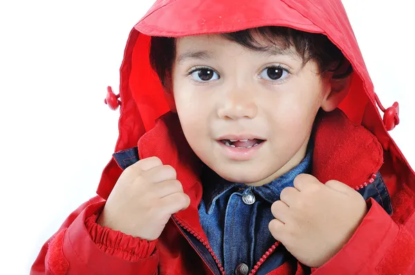 Πολύ χαριτωμένο παιδί με Φθινόπωρο Χειμώνας μόδα ρούχα — Φωτογραφία Αρχείου