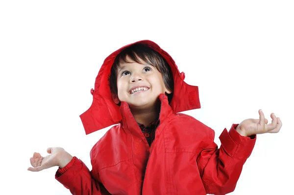 가 겨울 패션에서 아주 귀여운 아이 — 스톡 사진
