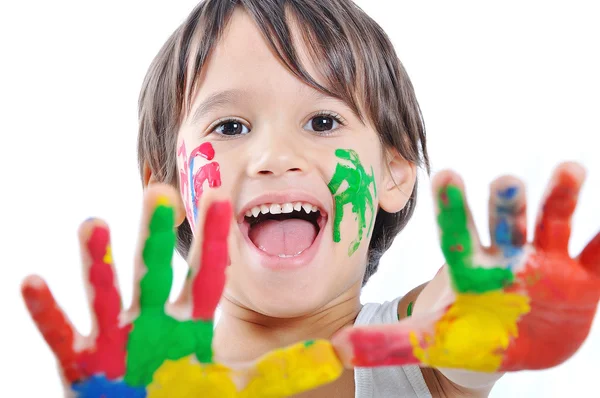 Un niño lindo con varios colores —  Fotos de Stock