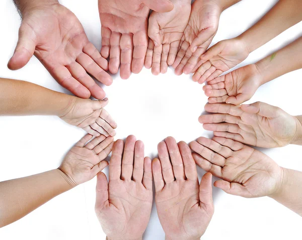 Many different sizes hands on isolated b — Stock Photo, Image