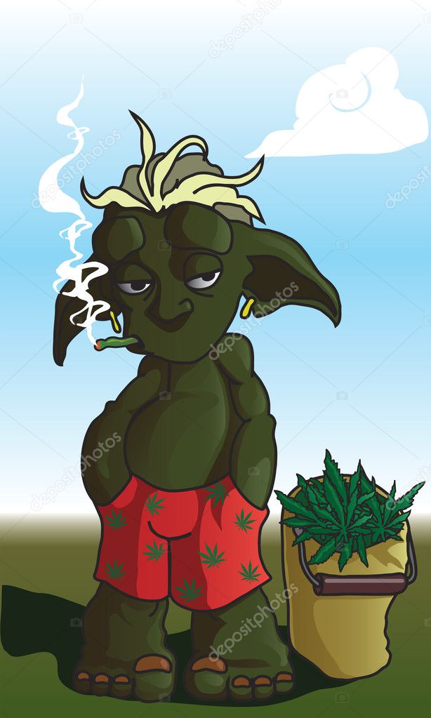 Green Demon Smoking Cannabis
