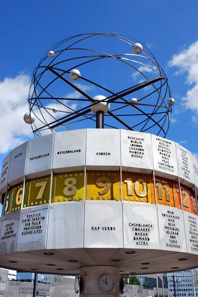 stock image Berlin alexanderplatz with time zone clock