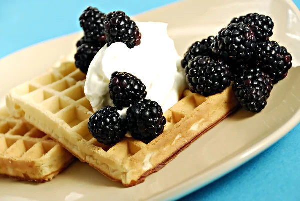 stock image Waffles with fruits