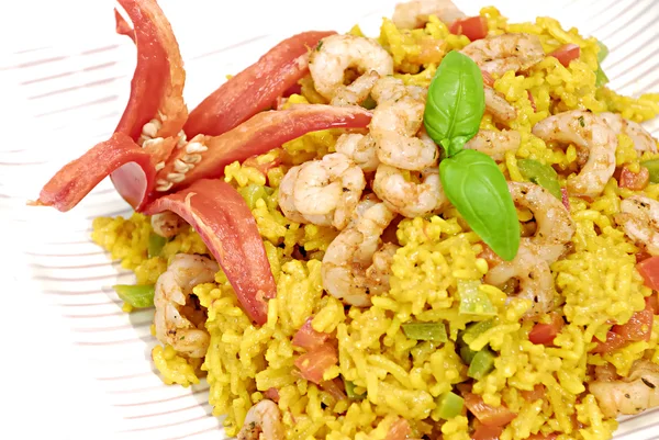 stock image Rice with prawns