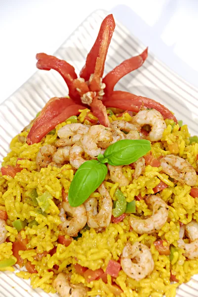 stock image Rice with prawns