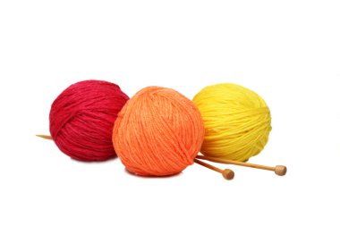 Colorful yarn balls over white clipart