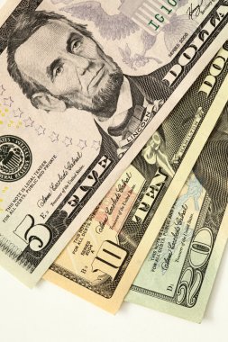 Various US dollar bills clipart