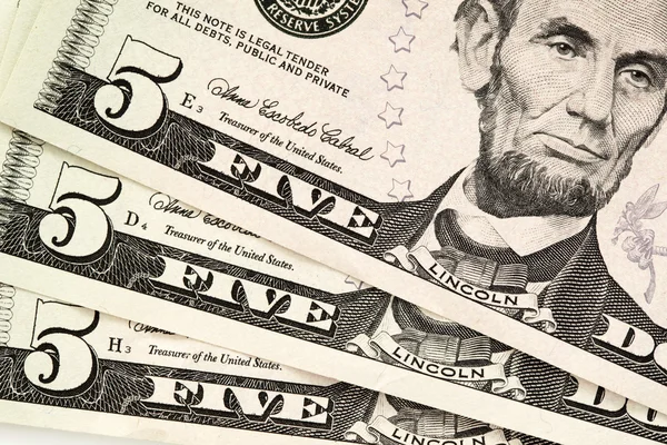 stock image Five dollar bills