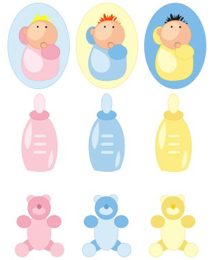 Baby accesories icons set clipart