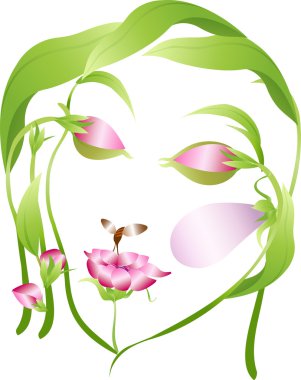 Vector beautiful flower woman clipart