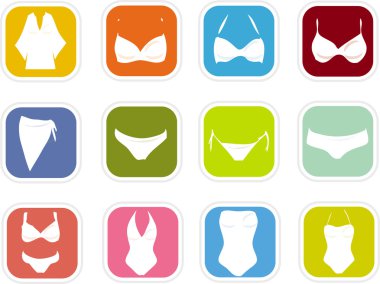 Women's sexy lingerie icons set clipart