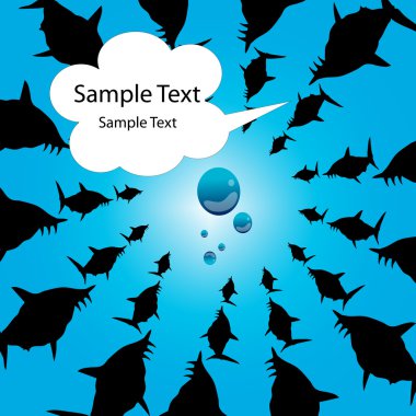 Silhouette Flight of sharks round clipart