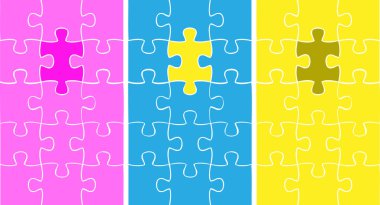 Color Puzzle cards, vector cards clipart