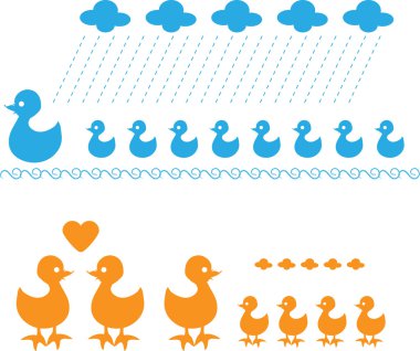 Vector Feathered duck family clipart