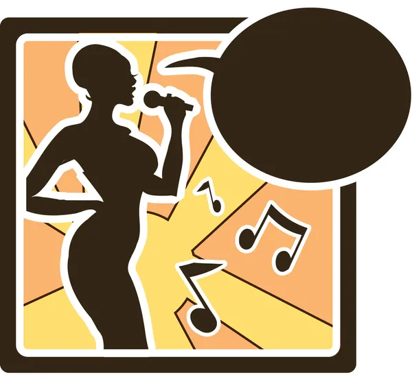 Karaoke Frau Logo — Stockvektor