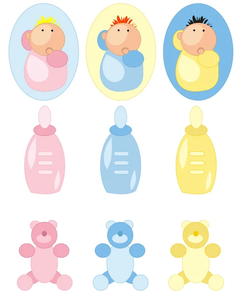 Baby accesories icons set — Stock Vector
