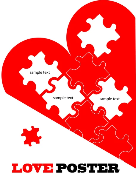 Liebe puzzle poster, logo — Stockvektor
