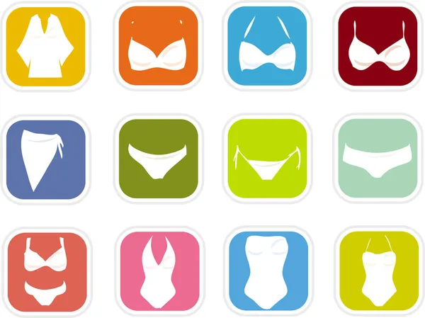 Жіночі сексуальні ікони нижньої білизни набір — стоковий вектор