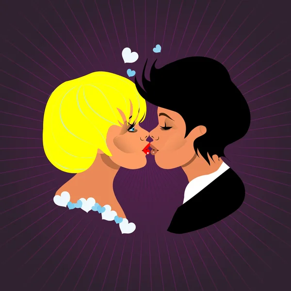 Поцілунки підлітків пара. Любов — стоковий вектор