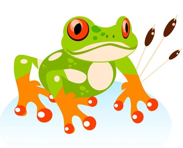 Vector cute cartoon vriendelijke kikker — Stockvector