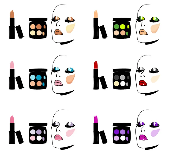 Maquillaje cosmético facial — Vector de stock