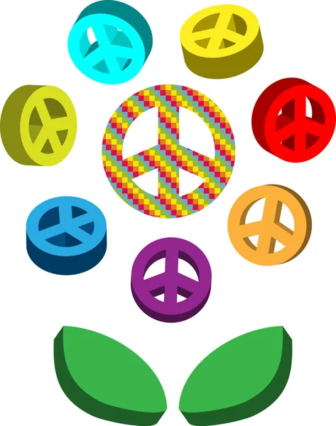 Barış sembolleri, pasifizm logo çiçek — Stok Vektör