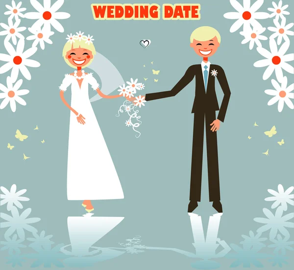 Bruiloft kaart, bloemen liefde logo — Stockvector